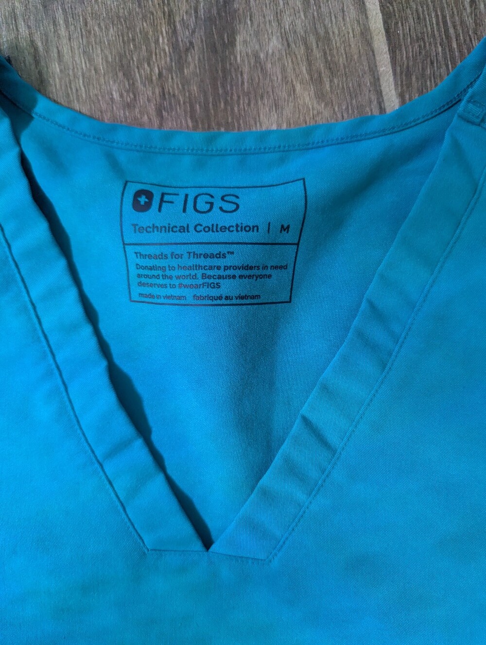 FIGS Women’s Teal V-Neck Top - Technical Collection